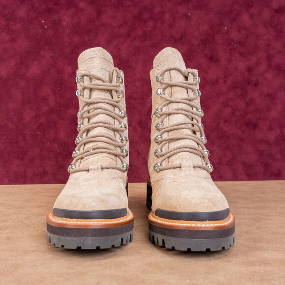 Marc Fisher Women Lizzie 2 Croc Print Lace-up Platform Cream Combat Boots Sz 8 - Picture 3 of 9